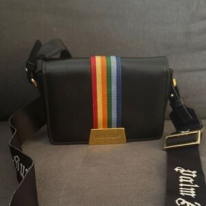 Palm Angels Black Bag with Multicolor Stripe
